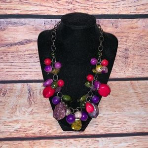 Funky Pink, Green, Purple Statement Necklace
